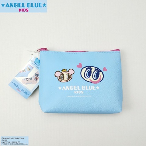 キッズ　4足組スニーカー・クルーソックス ポーチ付き（15-20cm・ANGEL BLUE）