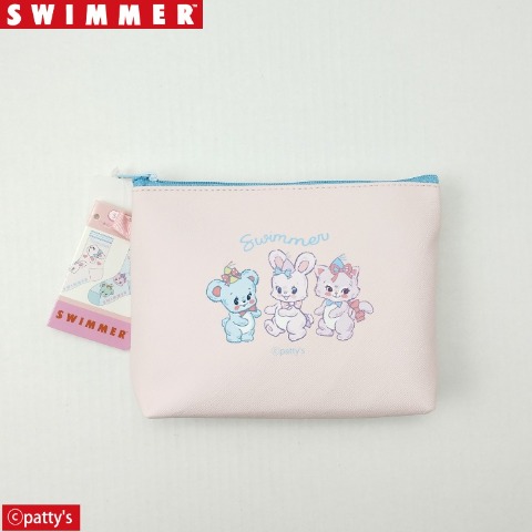 キッズ　4足組スニーカー・クルーソックス ポーチ付き（15-20cm・SWIMMER）