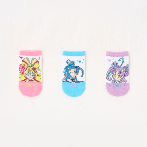 キッズ　5足組スニーカーインソックス 巾着入り（15-20cm・キミとアイドルプリキュア♪）