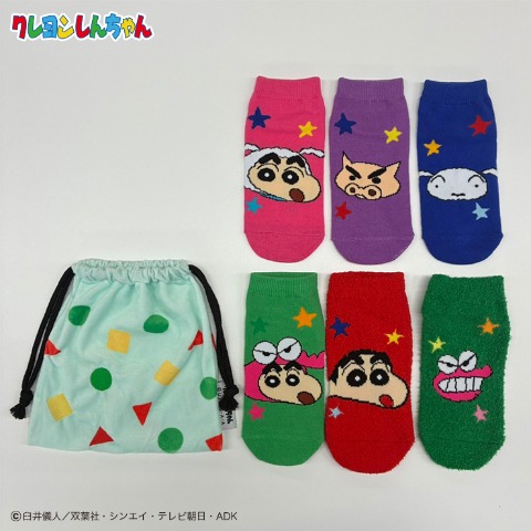 キッズ　6足組ソックス（19-24cm・クレヨンしんちゃん）