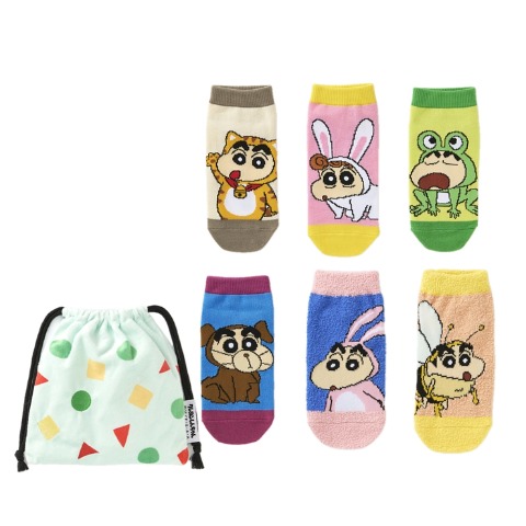 キッズ　6足組ソックス（19-24cm・クレヨンしんちゃん）