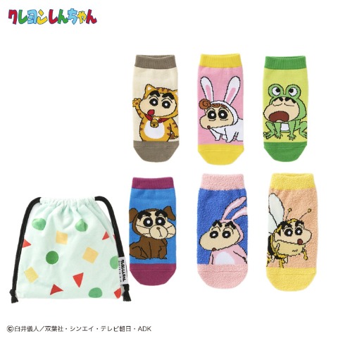 キッズ　6足組ソックス（19-24cm・クレヨンしんちゃん）