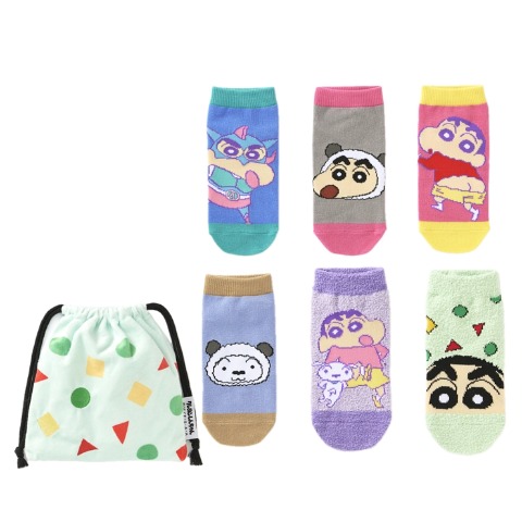 キッズ　6足組ソックス（19-24cm・クレヨンしんちゃん）