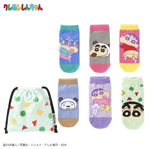キッズ　6足組ソックス（19-24cm・クレヨンしんちゃん）