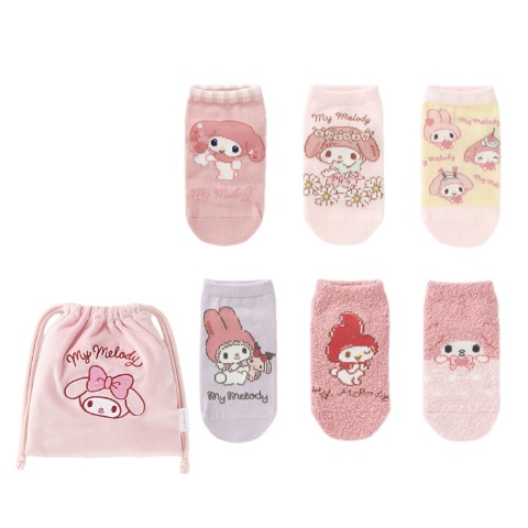 キッズ　6足組スニーカーインソックス（15-20cm・マイメロディ）