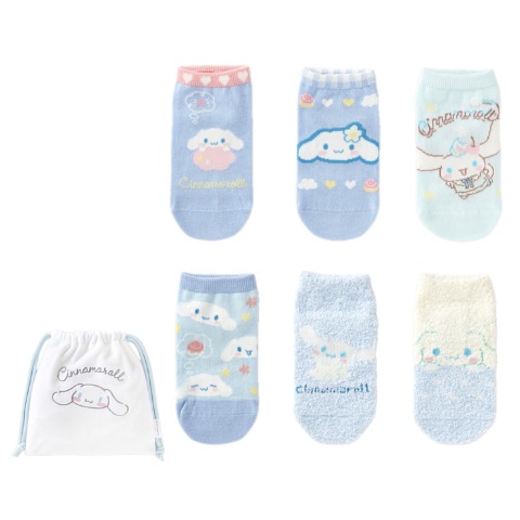 キッズ　6足組スニーカーインソックス（15-20cm・シナモロール）