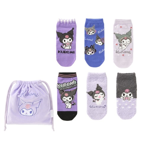 キッズ　6足組スニーカーインソックス（19-24cm・クロミ）