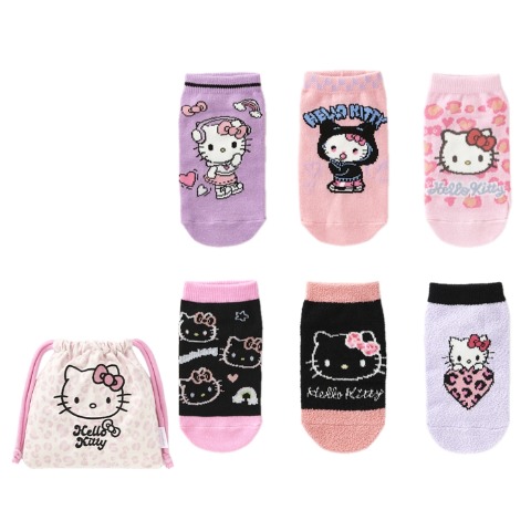 キッズ　6足組スニーカーインソックス（15-20cm・ハローキティ）