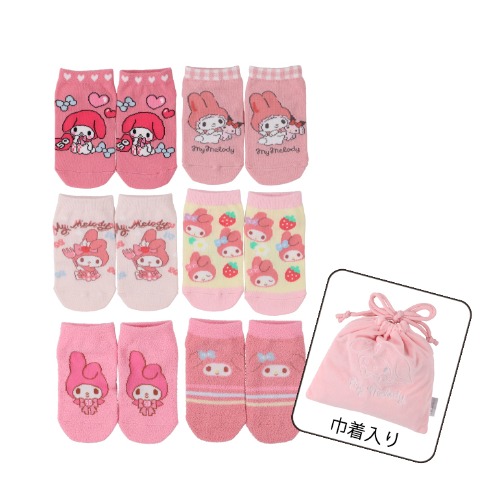 キッズ　6足組スニーカーインソックス（15-20cm・マイメロディ）