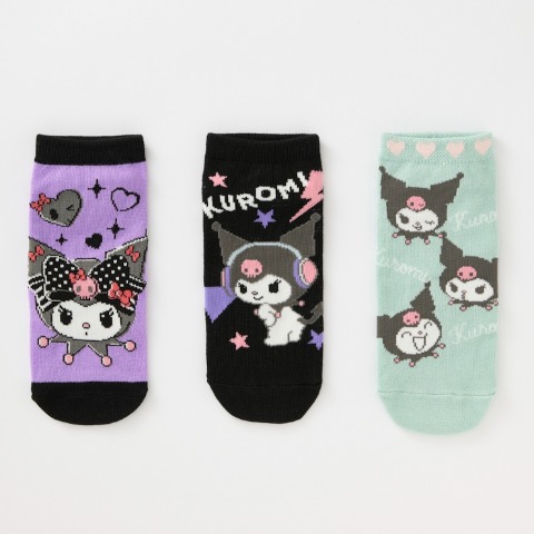 キッズ　6足組スニーカーインソックス（19-24cm・クロミ）