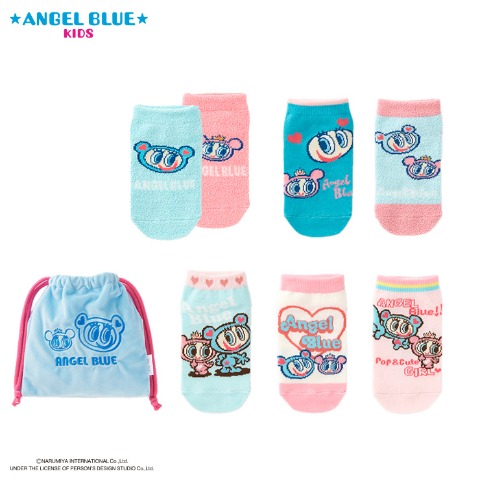 キッズ　6足組スニーカーインソックス（15-20cm・エンジェルブルー）