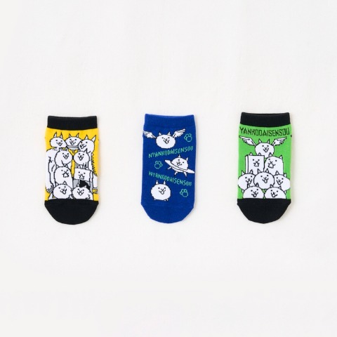 キッズ　5足組スニーカーインソックス（15-20cm・にゃんこ大戦争）