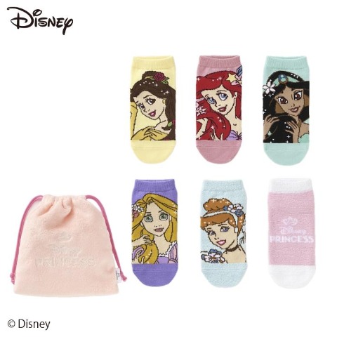 キッズ　6足組ソックス（15-20cm・ディズニープリンセス）