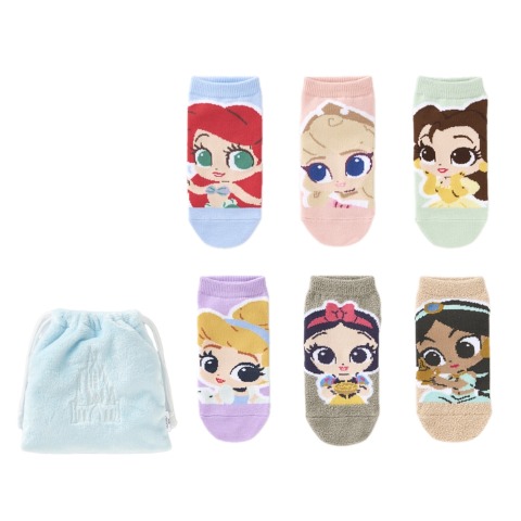 キッズ　6足組ソックス（15-20cm・ディズニープリンセス）
