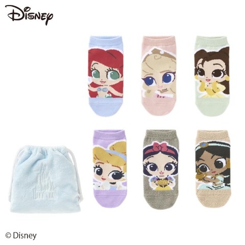 キッズ　6足組ソックス（15-20cm・ディズニープリンセス）