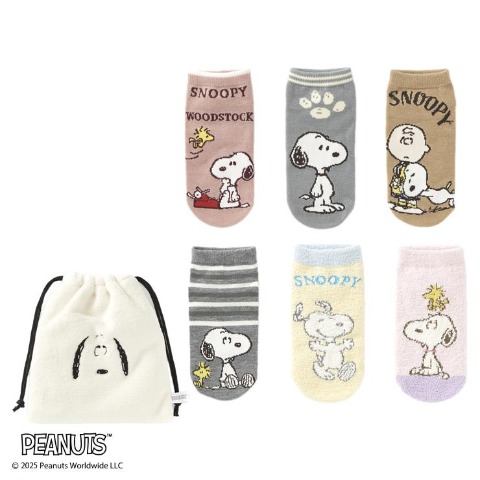 キッズ　6足組ソックス（19-24cm・SNOOPY）