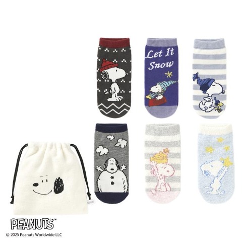 キッズ　6足組ソックス（19-24cm・SNOOPY）