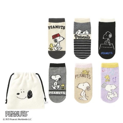 キッズ　6足組ソックス（19-24cm・SNOOPY）