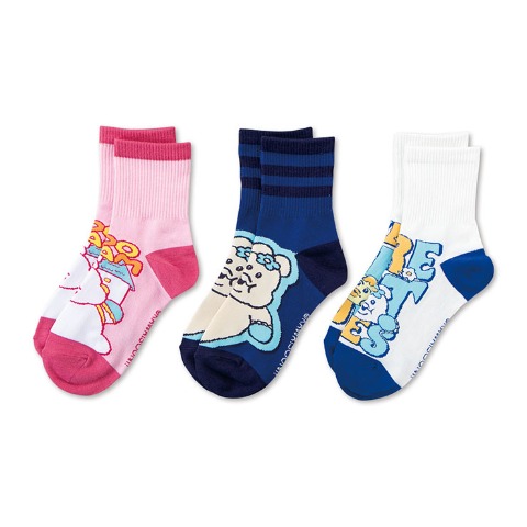 キッズ クォーターソックス 3足組（んぽちゃむ）