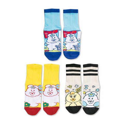 キッズ クォーターソックス 3足組（んぽちゃむ）