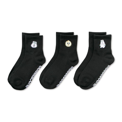 キッズ クォーターソックス 3足組（んぽちゃむ）
