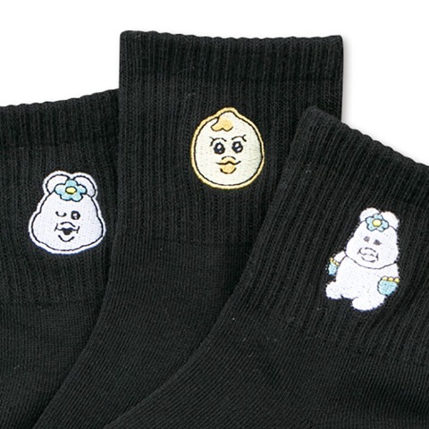 キッズ クォーターソックス 3足組（んぽちゃむ）