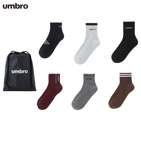 キッズ　ブランドソックス　ハッピーバッグ　6点セット（21-23cm・UMBRO）