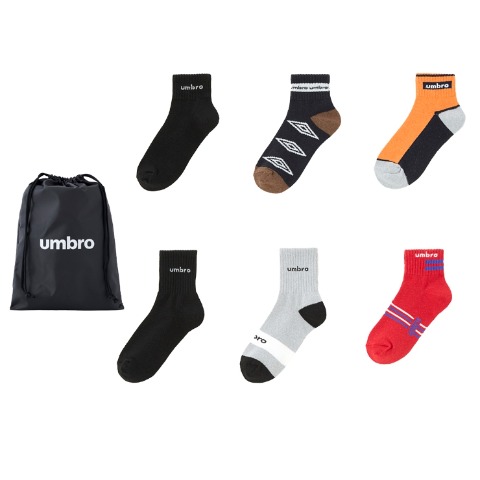 キッズ　ブランドソックス　ハッピーバッグ　6点セット（21-23cm・UMBRO）