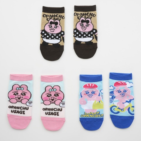 キッズ　スニーカーインソックス 3足組（おぱんちゅうさぎ）