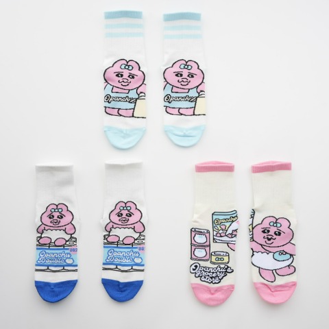 キッズ　クォーター丈ソックス 3足組（おぱんちゅうさぎ）