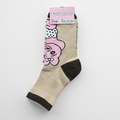 キッズ　クォーター丈ソックス 3足組（おぱんちゅうさぎ）