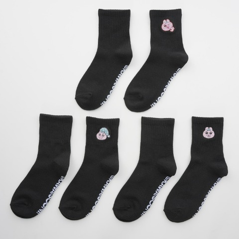 キッズ　クォーター丈ソックス 3足組（おぱんちゅうさぎ）