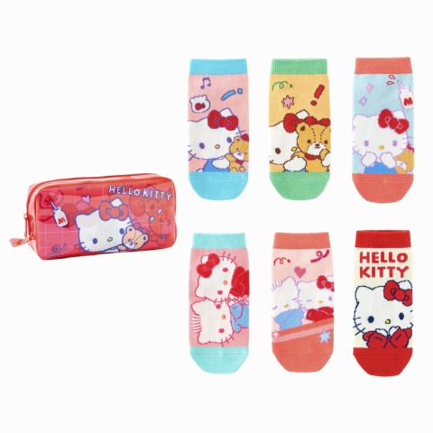 キッズ　6足組ソックス（19～24cm・ハローキティ）
