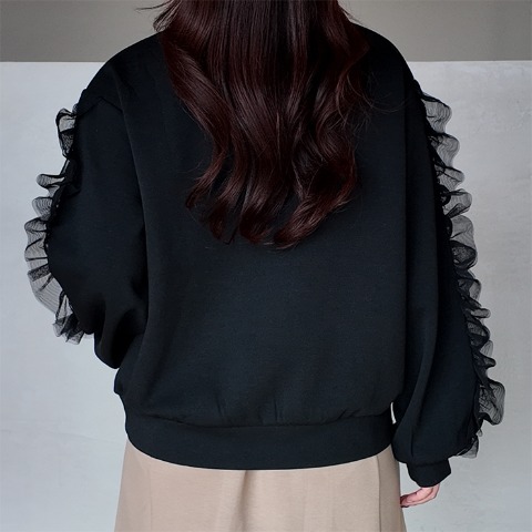 レディース　袖チュールプルオーバー（きなこっこ）