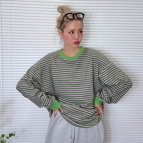 レディース　ボーダー配色プルオーバー（おなつ）