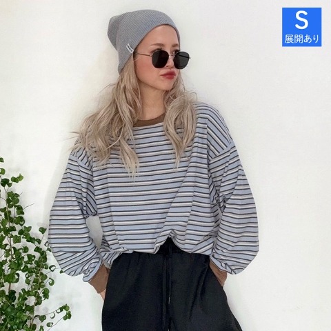 レディース　ボーダー配色プルオーバー（おなつ）