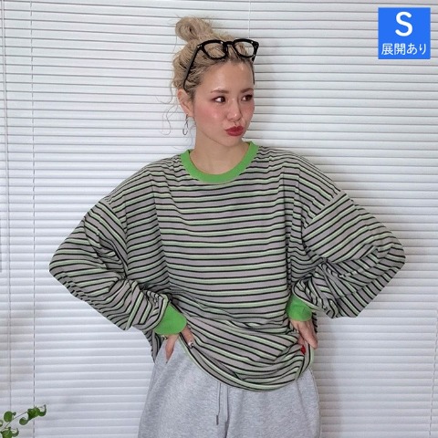 レディース　ボーダー配色プルオーバー（おなつ）