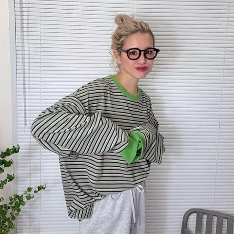 レディース　ボーダー配色プルオーバー（おなつ）