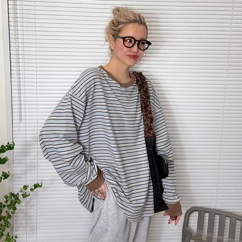 レディース　ボーダー配色プルオーバー（おなつ）