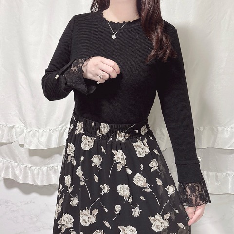 レディース　袖レースプルオーバー（Coco）