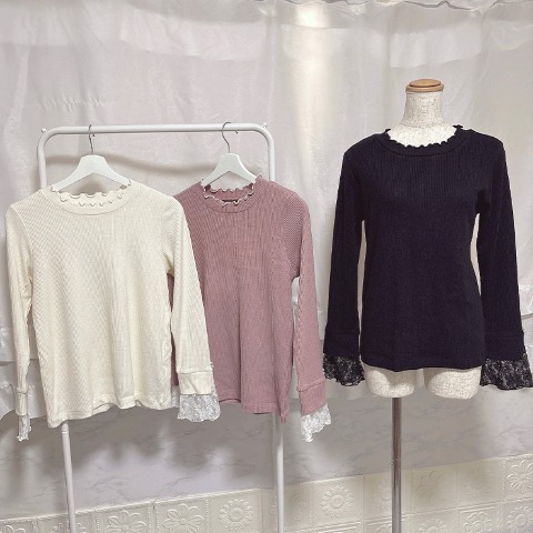 レディース　袖レースプルオーバー（Coco）