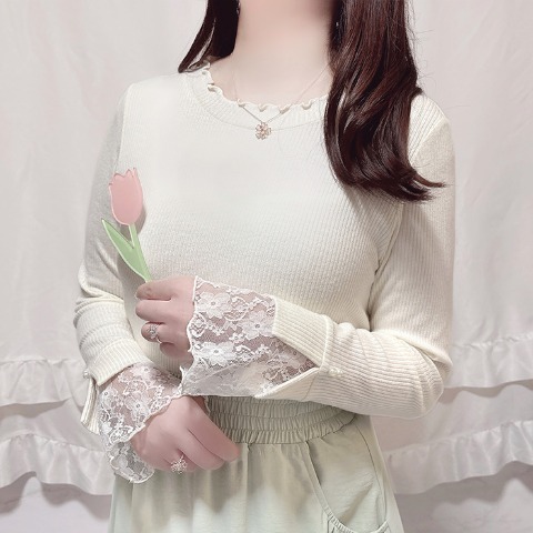 レディース　袖レースプルオーバー（Coco）