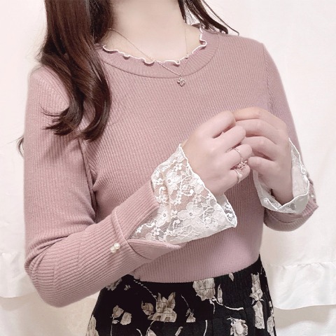 レディース　袖レースプルオーバー（Coco）