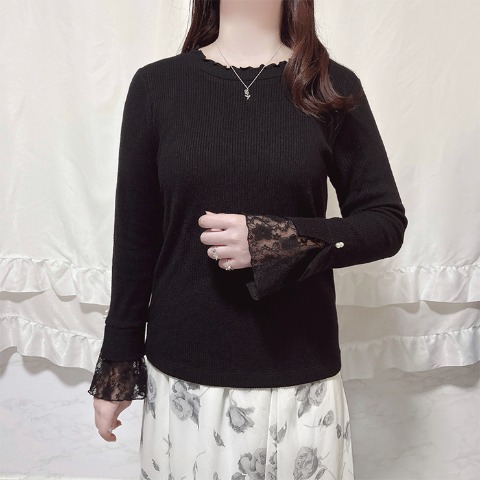 レディース　袖レースプルオーバー（Coco）