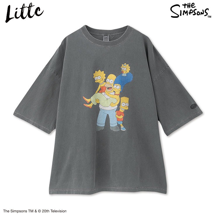 しまむら　S帯M-L グレー レディース Tシャツ (LITTC・LINK＠・MINT/シンプソンズ) | しまむら