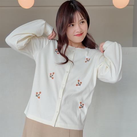 レディース　刺しゅう使いカーディガン（きなこっこ）