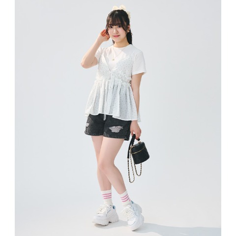 レディース　小花柄キャミ+プルオーバー（今日、好きになりました。）