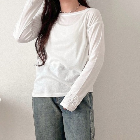 レディース　コード刺繍シアープルオーバー（haru）
