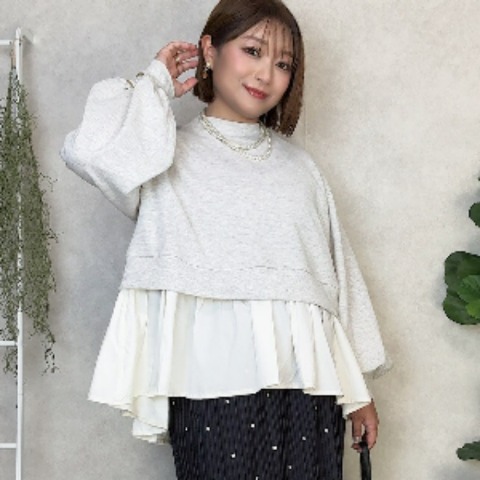 レディース　裏毛ドッキングチュニックプルオーバー（sappi)