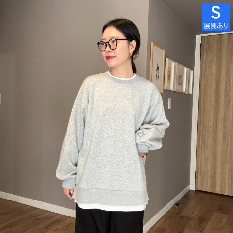 レディース　オーバーサイズ袖刺繍プルオーバー（ammy）